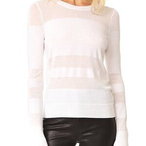 Rag & Bone/JEAN Vivi Crewneck Long-Sleeve Semi-sheer striped Mesh panels, XS/P